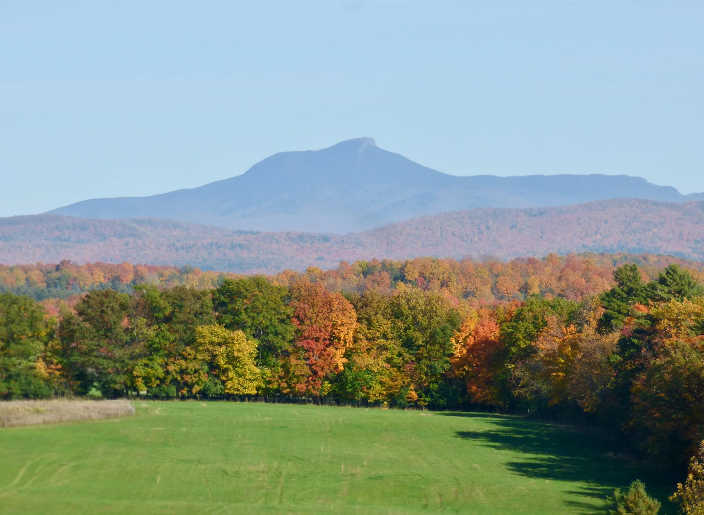 Camel's Hump Mountain and autumn landscape in Vermont