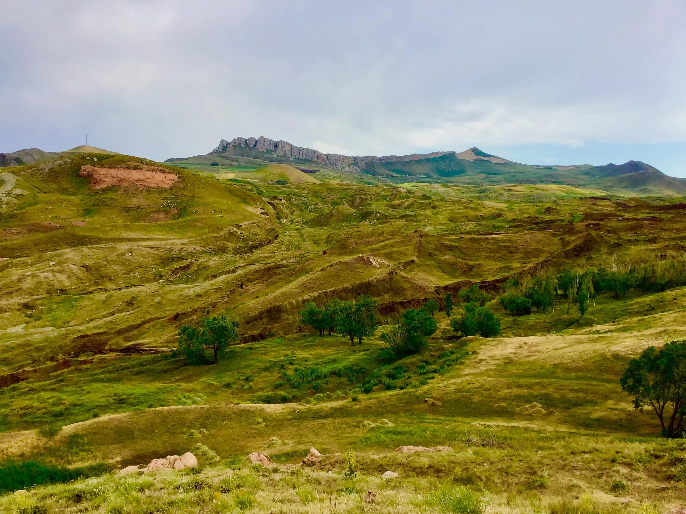 The Durupınar geological formation seen from the visitor-centre bluff in July 2019.