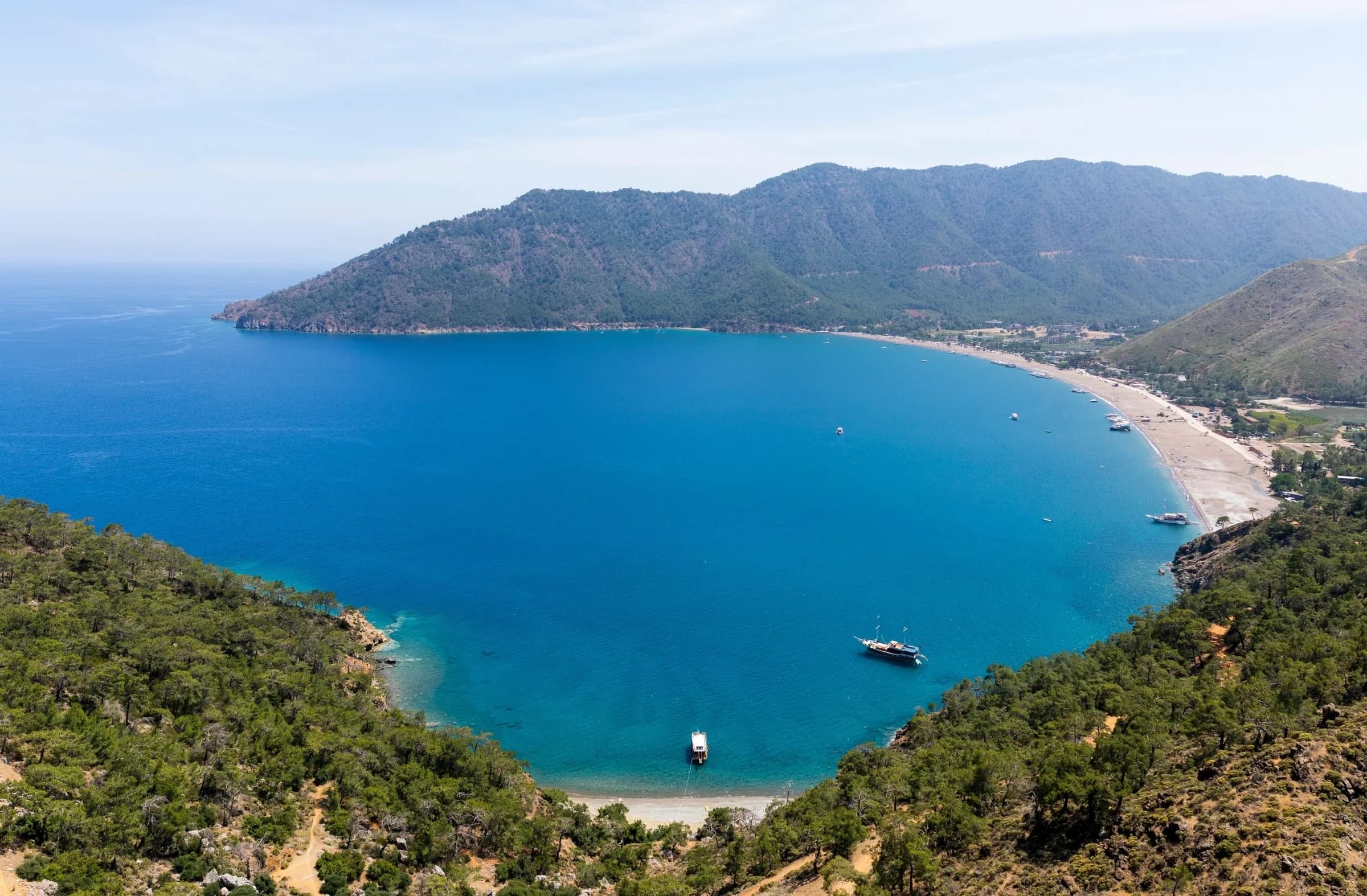 Adrasan Bay, photographed in 2023. This is the coastal setting, not a photograph of the wreck or its cargo.