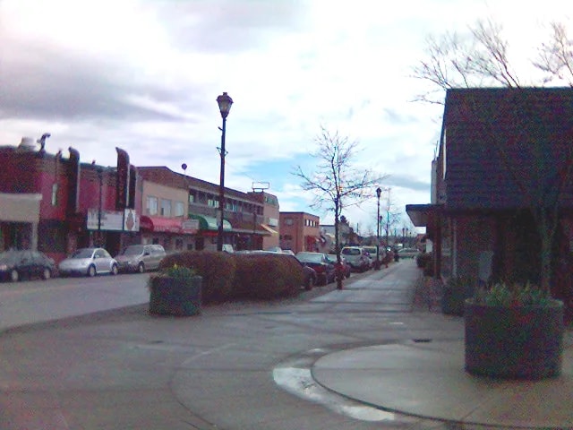 Historic main street in Cloverdale, Surrey, used as the real-world centre of Chamberlain in Carrie (2026).