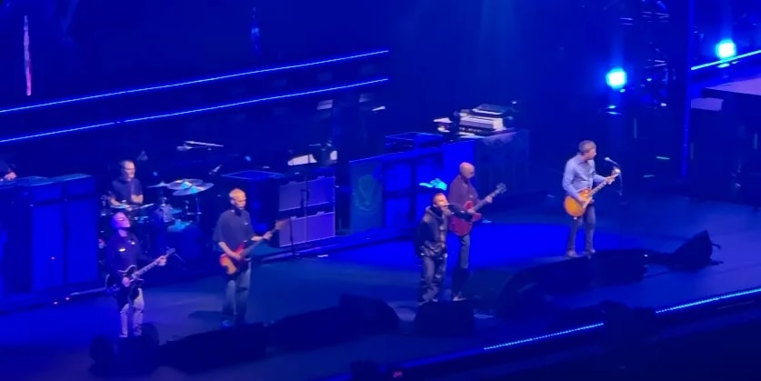 Oasis performing at Principality Stadium, Cardiff, on 4 July 2025