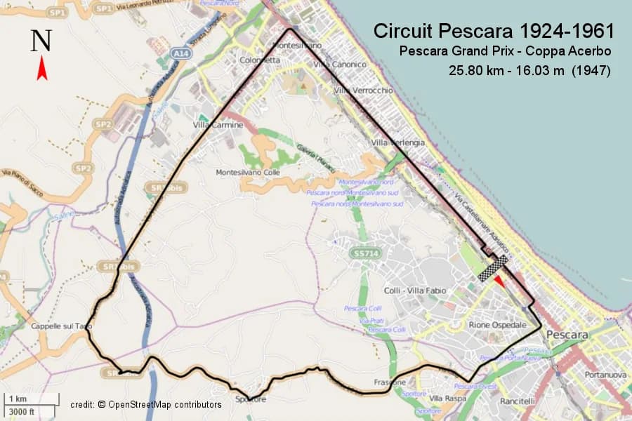 Circuito di Pescara 1924 (openstreetmap)