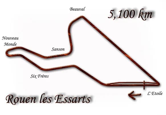 Plánek trati Grand Prix Francie (Zařazený do mistrovství světa Formule 1 v roce 1952).