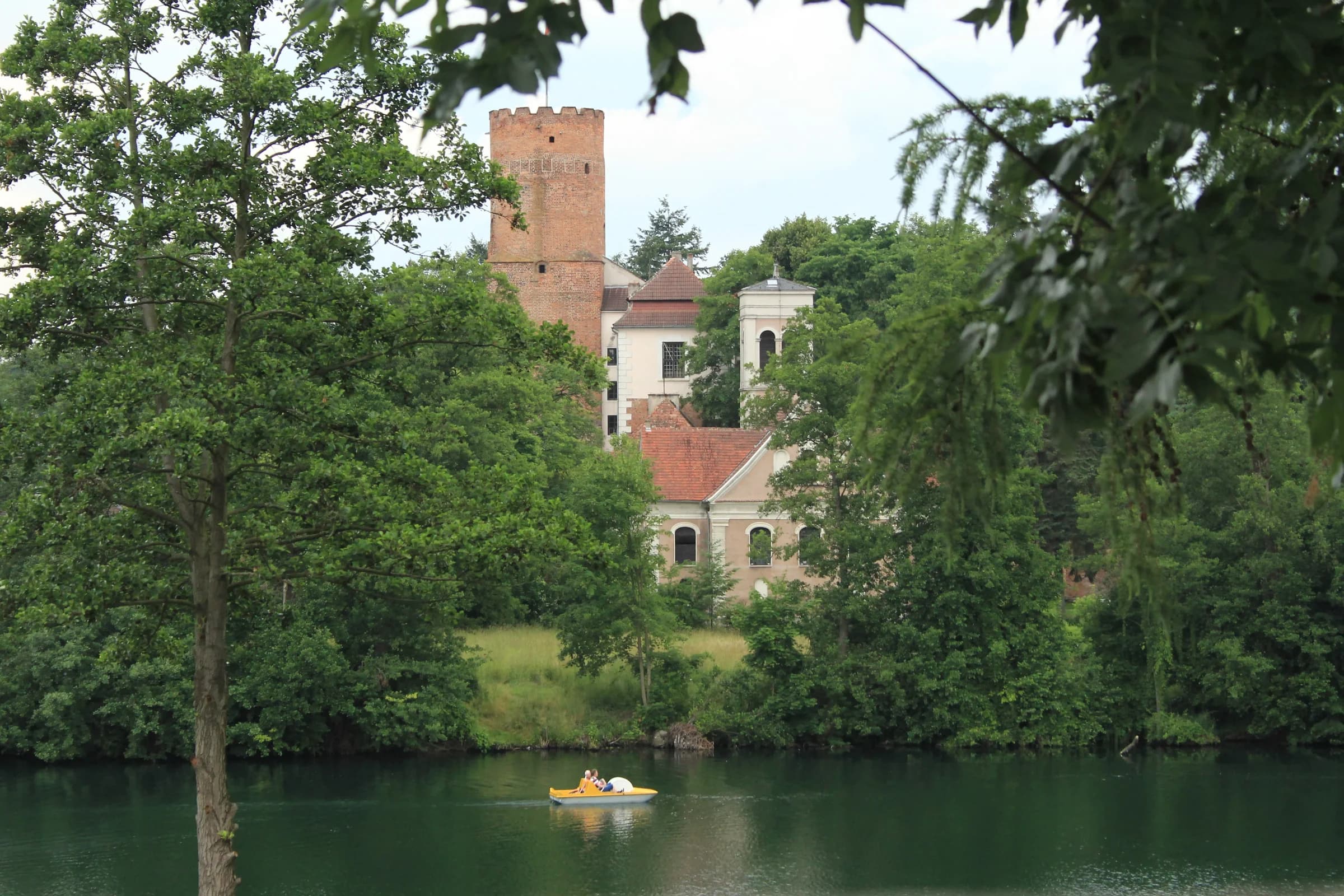 Knights Hospitaller castle in Łagów seen from the lake