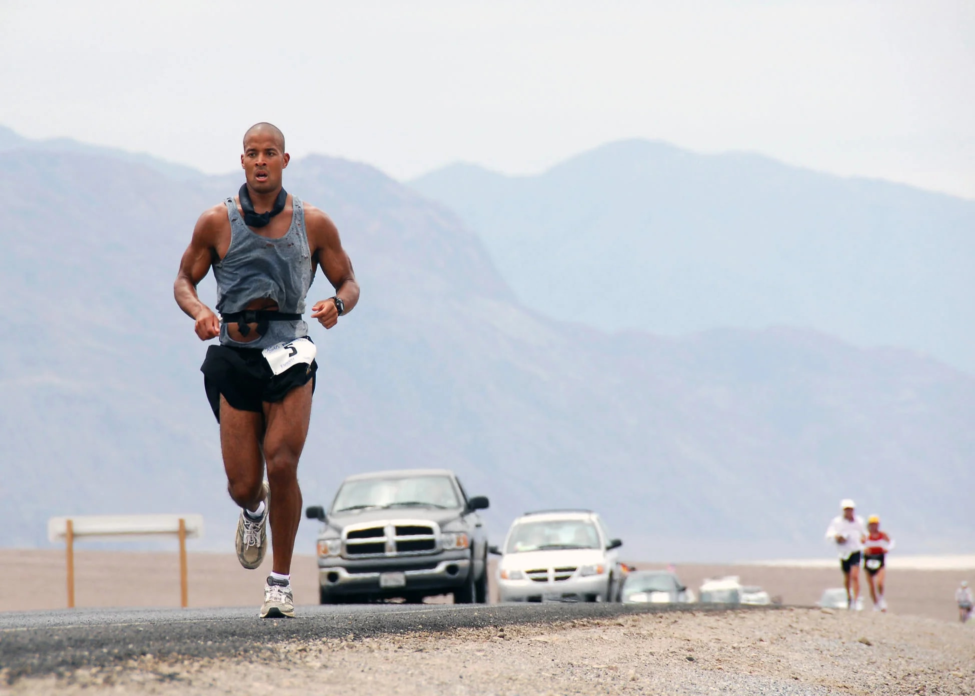 SAN DIEGO (July 23, 2007) - U.S. Navy Special Operator 1st Class David Goggins runs 135 miles through Death Valley, California in the Kiehl's Badwater Ultra Marathon that began in the Badwater Basin, the lowest point in the United States. G